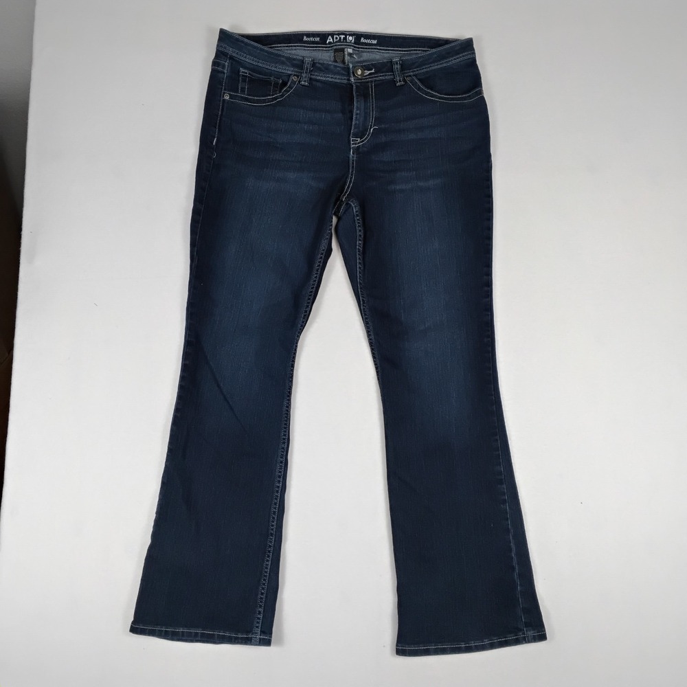 Apt. 9 Bootcut Jeans Women's Sz 20 Dark Wash Rhinestone Bling Pocket Stretch